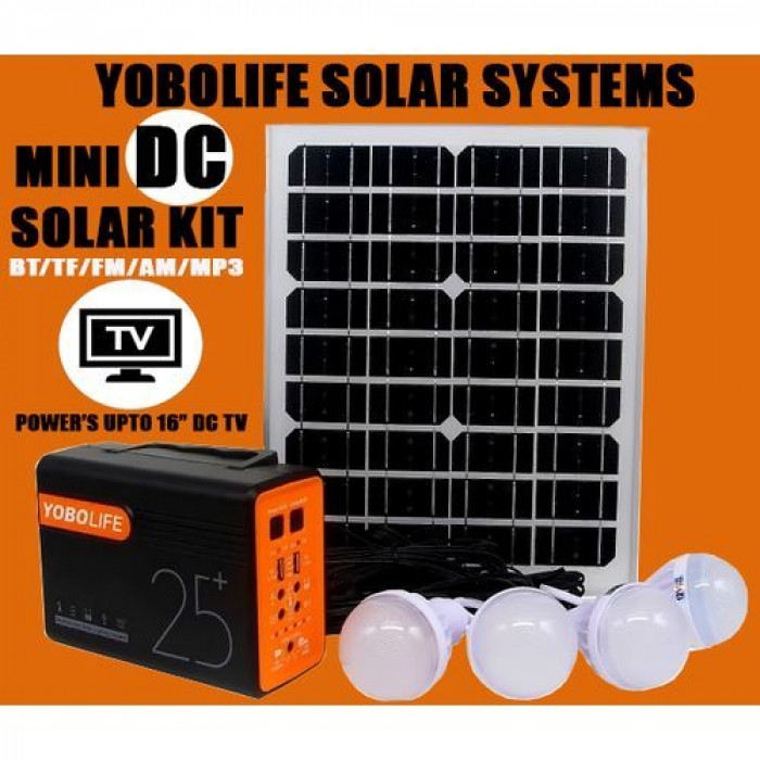 YOBOLIFE STRONG MINI DC Solar Portable Kit 4 Bulbs Solar Panels BT FM TF and MP3 For Home and Office